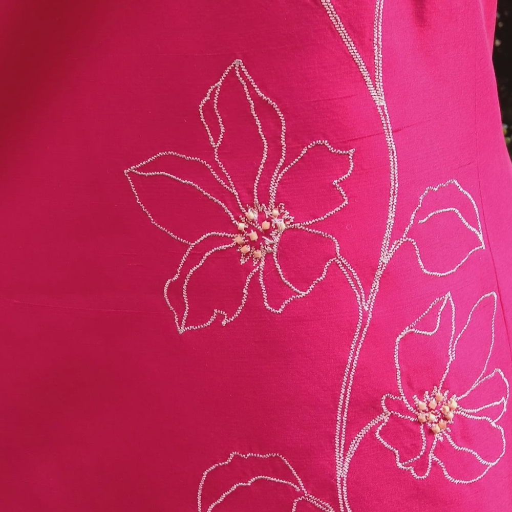 Ruby Red Embroidered Beeded Top With Matching Cap… - image 2